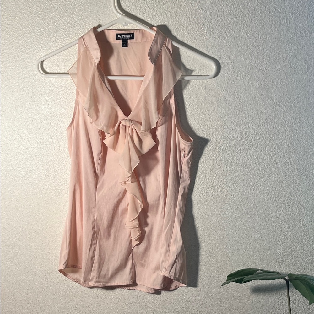 Express Light Pink Ruffle Halter Blouse